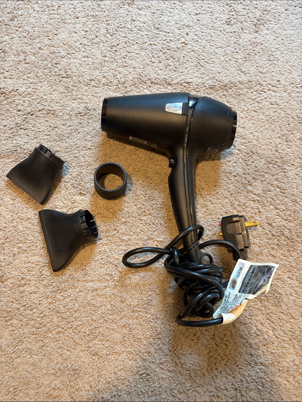 ghd  Black Hair Dryer with Three Styling Nozzles